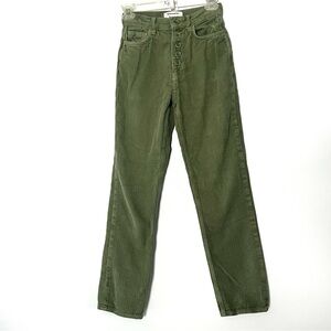 Reformation Moss Cynthia Button Fly High Rise‎ Straight Corduroy Pants - 23